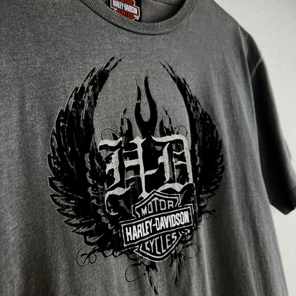 Harley Davidson Raised Velvet Velour Graphic Wings 2007 Tee Size Youth XL - Picture 3 of 7